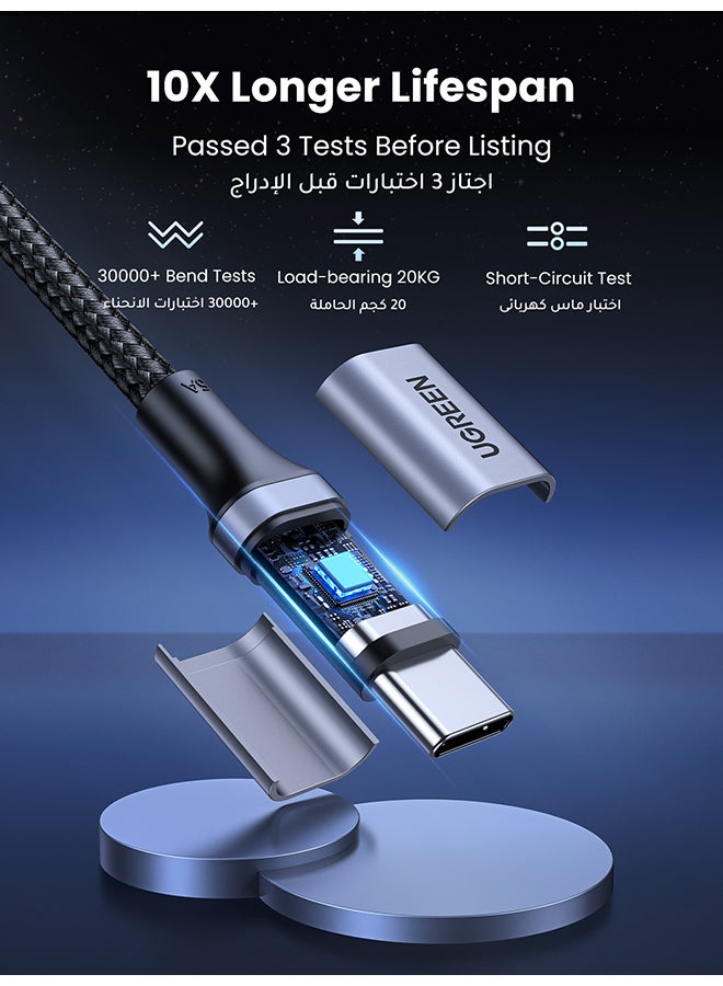 يو جرين - سلك USB C سريع بتصميم مُضفّر بقدرة 100 وات بتقنية PD وبمنفذ USB C إلى USB C متوافق مع جهاز آي باد ميني 6 وماك بوك، وجهاز ماك بوك آير وجهاز آي باد برو مقاس 12.9 بوصة ايفون 15 برو ماكس وهاتف سامسونج S22 S23 التار وهاتف هواوي P60 أسود - Image 1