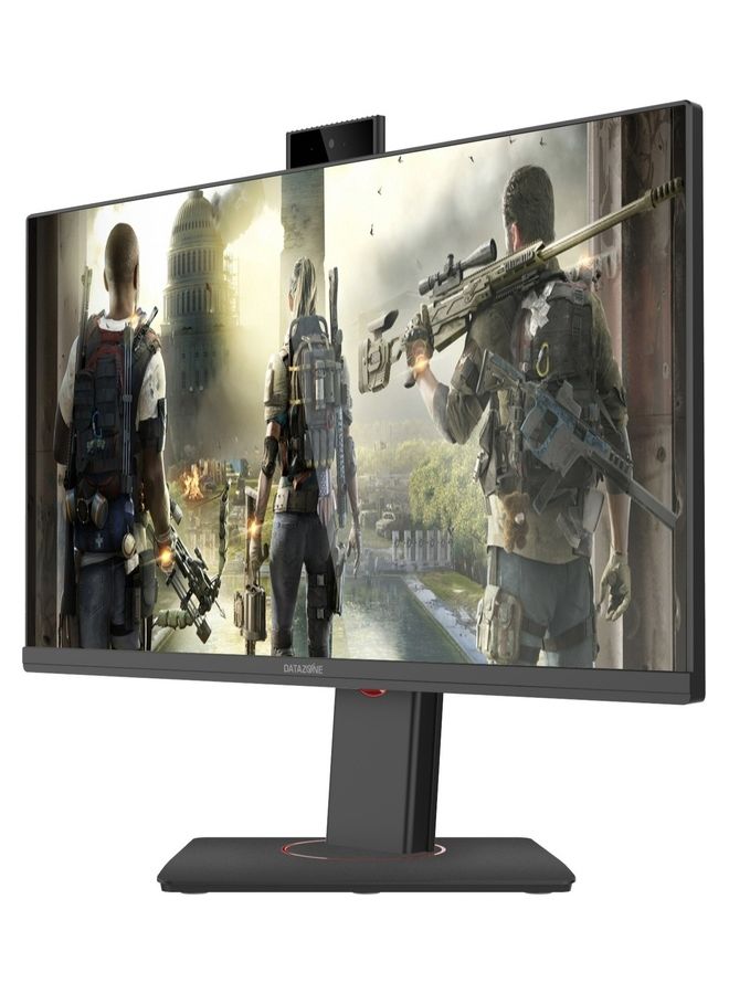 Datazone - 24-Inch Frameless Gaming Monitor, FHD 1080P, 1ms , 144Hz, AMD Freesync, Pop up Cam 3.0 MP, Game Colour, Swivel, Tilt, Pivot, Hight Adjustable , Flicker Free Black - Image 1