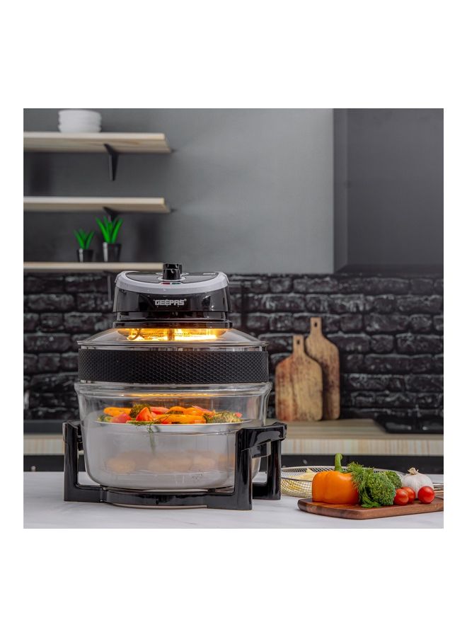 GEEPAS - Turbo Halogen Oven with Extender Ring Halogen with 60min Timer Prepare Quick Healthy Meals 17 L 1200 W GHO34048UK Black - Image 1