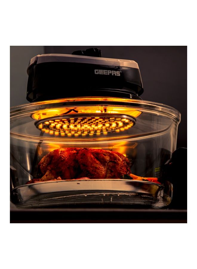 GEEPAS - Turbo Halogen Oven with Extender Ring Halogen with 60min Timer Prepare Quick Healthy Meals 17 L 1200 W GHO34048UK Black - Image 1