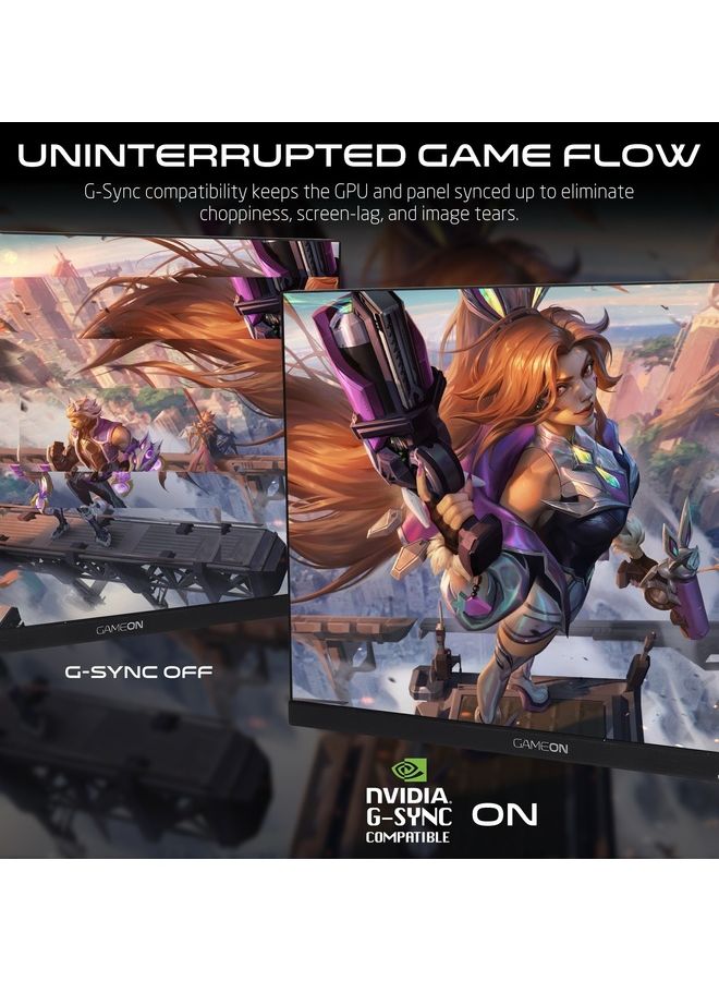 جايم أون GAMEON GOE24FHD165 24 بوصة FHD (1920x1080) 165 هرتز 1 مللي ثانية شاشة الألعاب المسطحة IPS مع Gsync و Free Sync الأسود أبيض  - Image 4