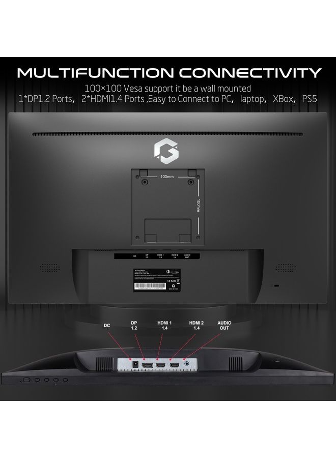 جايم أون GAMEON GOE24FHD165 24 بوصة FHD (1920x1080) 165 هرتز 1 مللي ثانية شاشة الألعاب المسطحة IPS مع Gsync و Free Sync الأسود أبيض  - Image 5