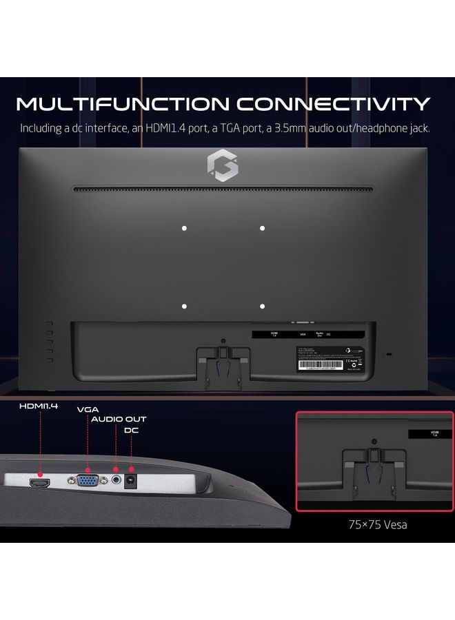 GOB24FHD75IPS 24 Inch Fhd 75Hz Refresh rate 4ms Response Time Flat IPS Gaming Monitor With Built-in Speaker Black