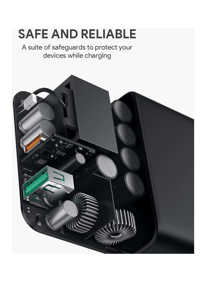 Aukey - USB C charger 60W power output, USB-C power supply with motion detection and GaN technology, USB C PD charger is suitable for 13-inch MacBook Pro, iPhone 14 Pro, AirPods Pro, Google Pixel, iPad Black - Image 1