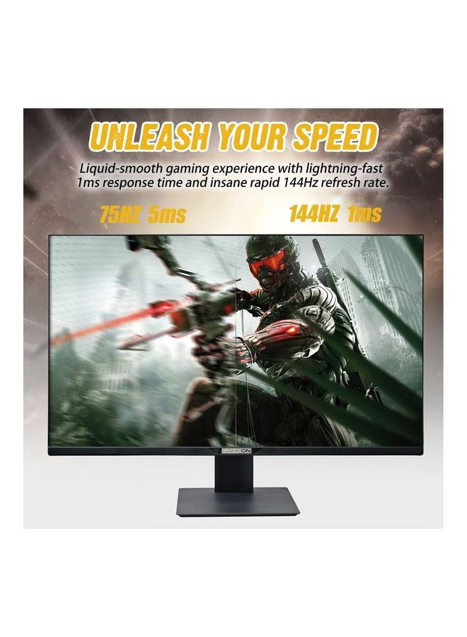 GameOn - 32-Inch UHD, 144Hz 1ms (3840x2160) 4K Flat IPS 90W, HDMI 2.1 Gaming Monitor With (USB Type-C) Gsync & Free Sync (Support PS5) - Black - Image 1
