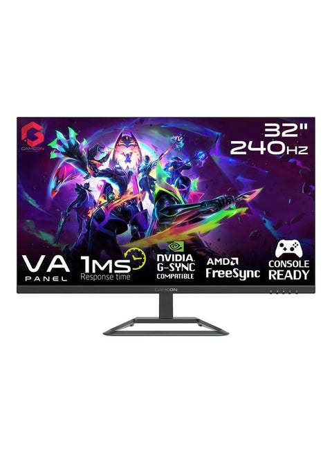GAMEON GOP32FHD240VA 32 بوصة FHD 240Hz 1ms 1920X1080 شاشة ألعاب مسطحة VA مع Gsync و FreeSync Black (متوافق مع وحدة تحكم HDMI 2.1) أبيض