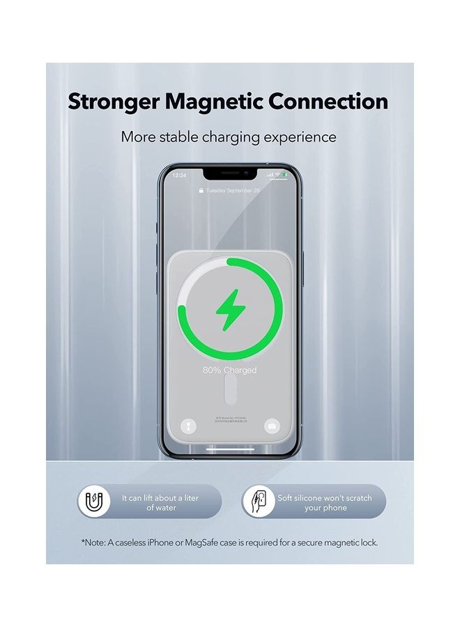 Baseus 6000 mAh Magnetic Magsafe Power Bank Battery Wireless Portable Charger PD With Usb C Cable For iPhone 14 13 12 Series White - Image 5
