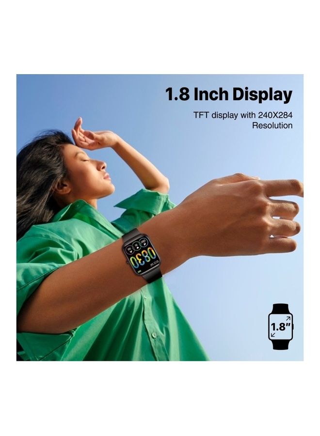 Smart Watch Bluetooth 5.1 Health And Fitness Tracker With 1.8 Inch Tft Display 10 To 15 Day Battery Life 100 Faces 27 Sports Modes And Ip67 Water Resistance For Iphone 14 Galaxy S22 Xwatch Black