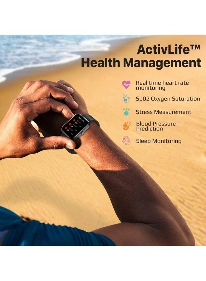 Smart Watch Bluetooth 5.1 Health And Fitness Tracker With 1.8 Inch Tft Display 10 To 15 Day Battery Life 100 Faces 27 Sports Modes And Ip67 Water Resistance For Iphone 14 Galaxy S22 Xwatch Black