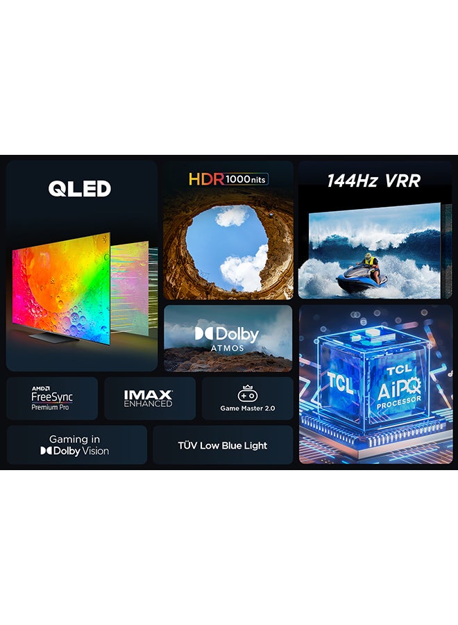 TCL - 65 Inch 4K QLED HDR UHD 144Hz, Built in receiver, MEMC Processor VRR Google TV HDMI 2.1 Game Mode @15ms  (2023) - 65C745 Black - Image 1