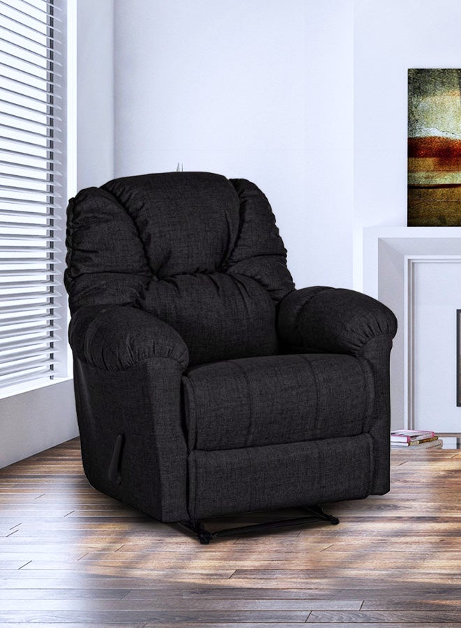 Linen Upholstered Rocking Recliner Chair With Bed Mode Black 90x100x80cm - v1684663202/N51073145A_1