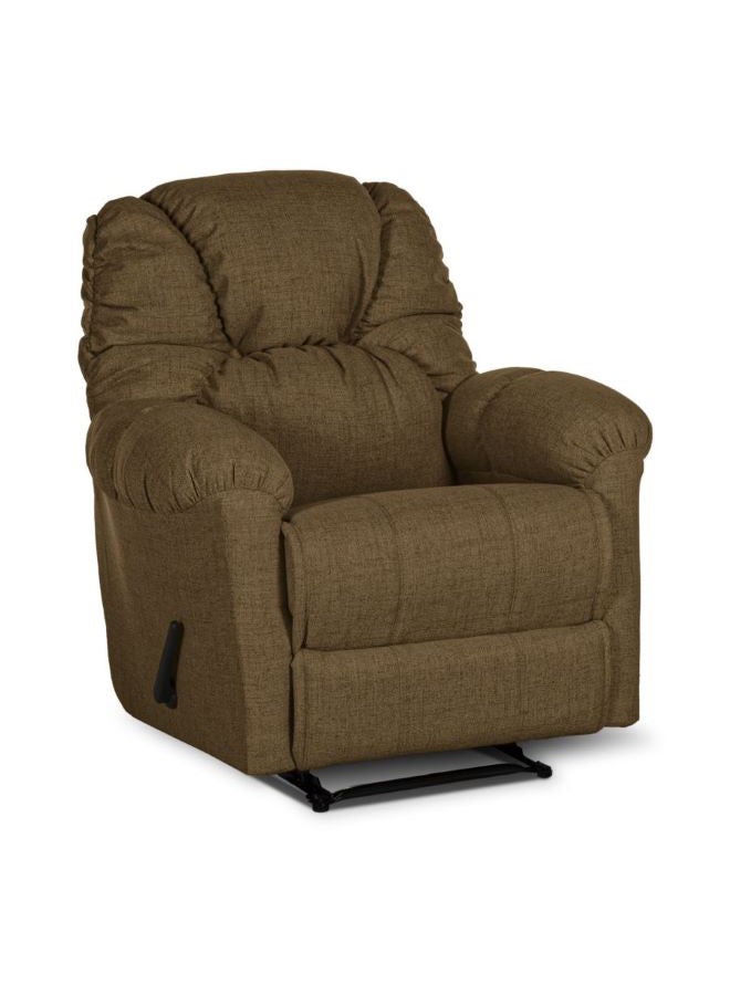 AMERICAN POLO - Linen Upholstered Rocking And Rotating Recliner Chair With Bed Mode Brown 90x100x80cm - Image 1