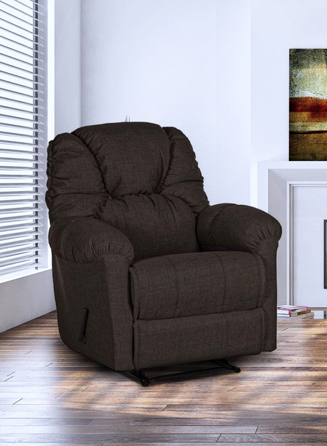 AMERICAN POLO - Linen Upholstered Rocking And Rotating Recliner Chair With Bed Mode Dark Brown 90x100x80cm - Image 1