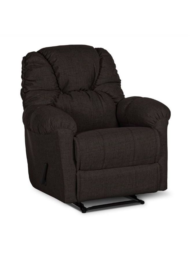 AMERICAN POLO - Linen Upholstered Rocking And Rotating Recliner Chair With Bed Mode Dark Brown 90x100x80cm - Image 1