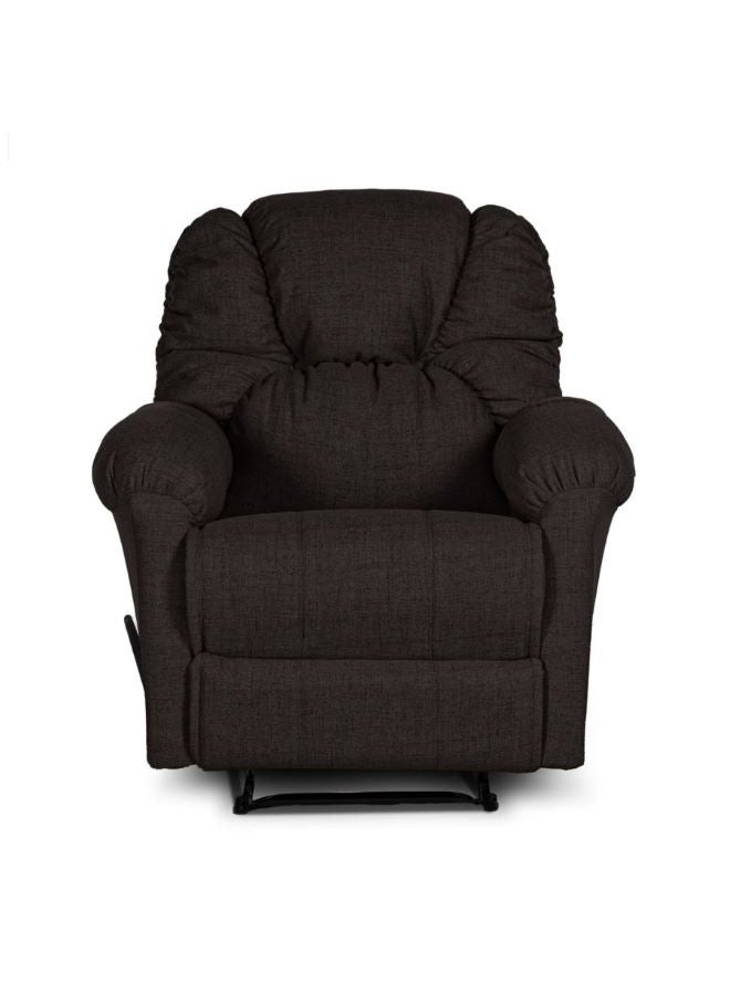 AMERICAN POLO - Linen Upholstered Rocking And Rotating Recliner Chair With Bed Mode Dark Brown 90x100x80cm - Image 1