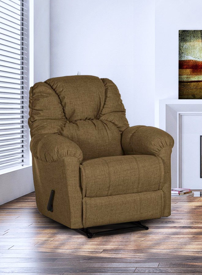 AMERICAN POLO - Linen Upholstered Rocking And Rotating Recliner Chair With Bed Mode Brown 90x100x80cm - Image 1