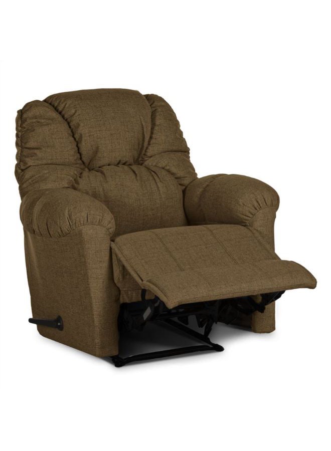 AMERICAN POLO - Linen Upholstered Rocking And Rotating Recliner Chair With Bed Mode Brown 90x100x80cm - Image 1