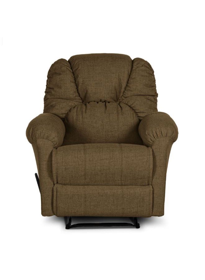 AMERICAN POLO - Linen Upholstered Rocking And Rotating Recliner Chair With Bed Mode Brown 90x100x80cm - Image 1