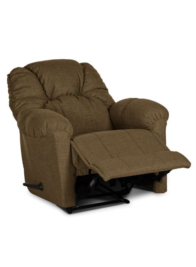 AMERICAN POLO - Linen Upholstered Rocking And Rotating Recliner Chair With Bed Mode Brown 90x100x80cm - Image 1
