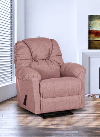 Linen Upholstered Rocking And Rotating Recliner Chair With Bed Mode Dark Pink 90x100x80cm - v1684663911/N51073152A_1