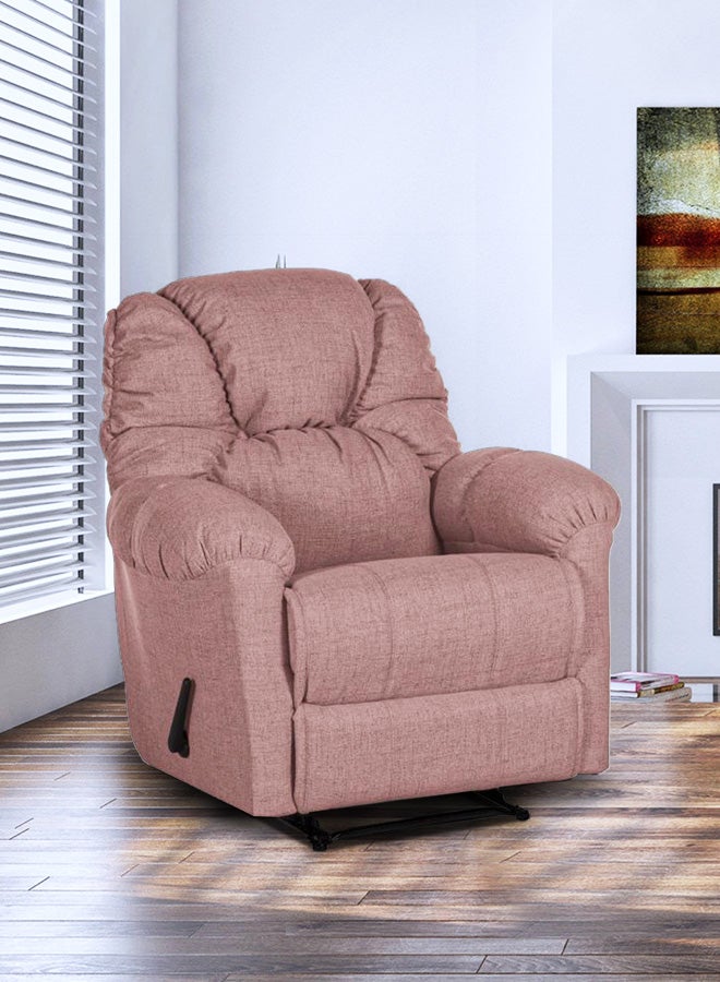 AMERICAN POLO - Linen Upholstered Rocking And Rotating Recliner Chair With Bed Mode Dark Pink 90x100x80cm - Image 1