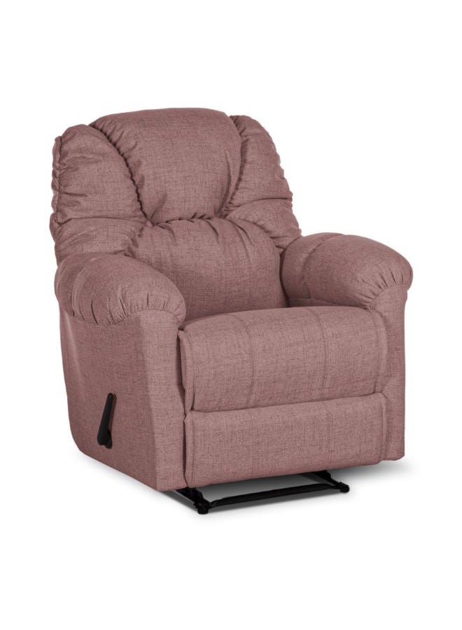 AMERICAN POLO - Linen Upholstered Rocking And Rotating Recliner Chair With Bed Mode Dark Pink 90x100x80cm - Image 1