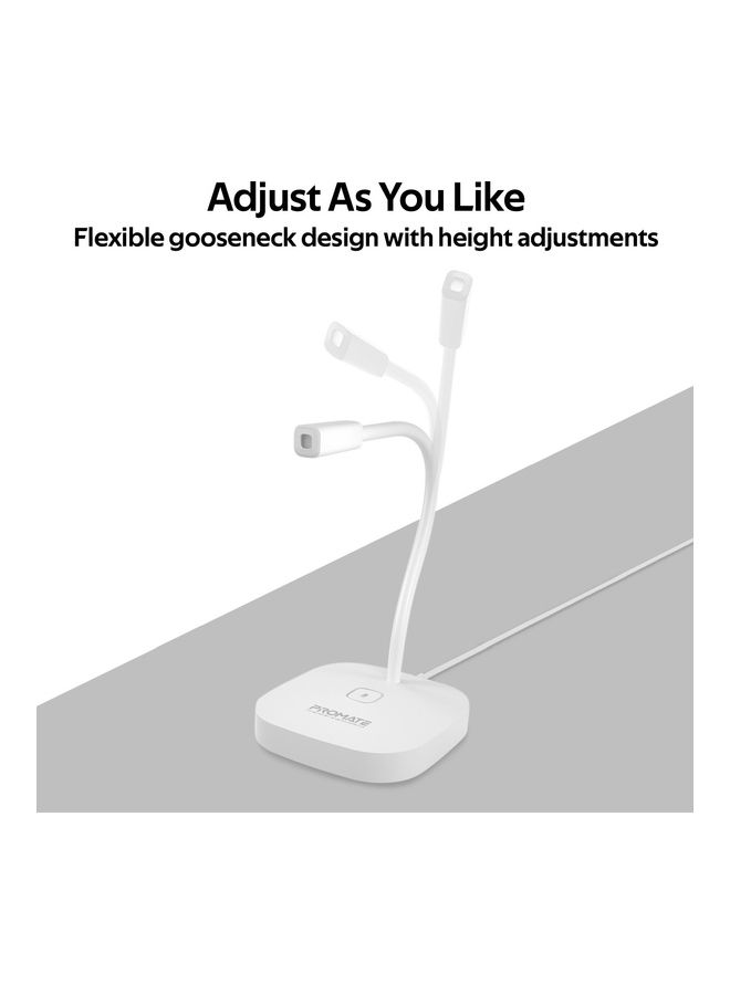 USB Desktop Microphone, High Definition Omni-Directional USB Microphone with Flexible Gooseneck, Mute Touch Button, LED Indicator and Built-In Anti-Tangle Cord for PC, Laptop, Recording, Games White