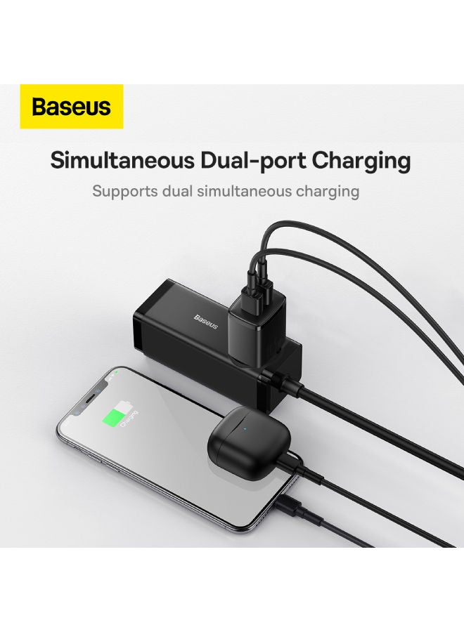 Baseus - COMPACT WALL CHARGER WITH 2 USB PORTS - 10.5W Black - Image 1