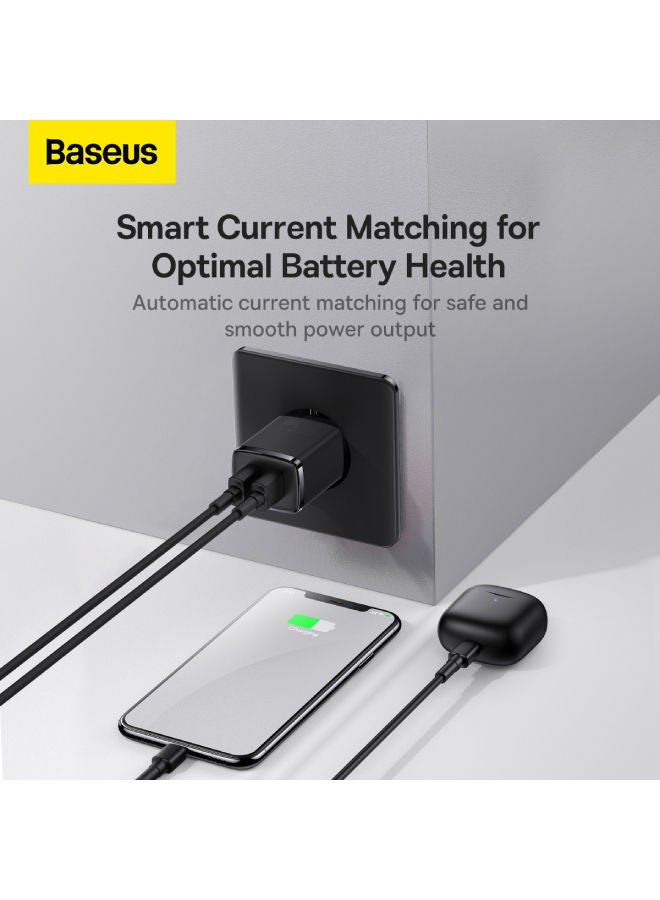 Baseus - COMPACT WALL CHARGER WITH 2 USB PORTS - 10.5W Black - Image 1