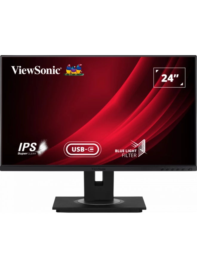 ViewSonic - VG2455 24" Advanced Ergonomics Business Monitor, Full HD 1920x1080 IPS LED DP & HDMI, USB Type-C 24inch Black - Image 1