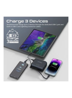 PROMATE 20000 mAh Power Bank, Universal Portable Charger With Ac Plug, 22.5W Usb-C Power Delivery Cable, 27W Lightning Cable And 27W Usb Power Delivery Port, For Iphone 14, Ipad Air, Powerpack-20Pro Black  - Image 4