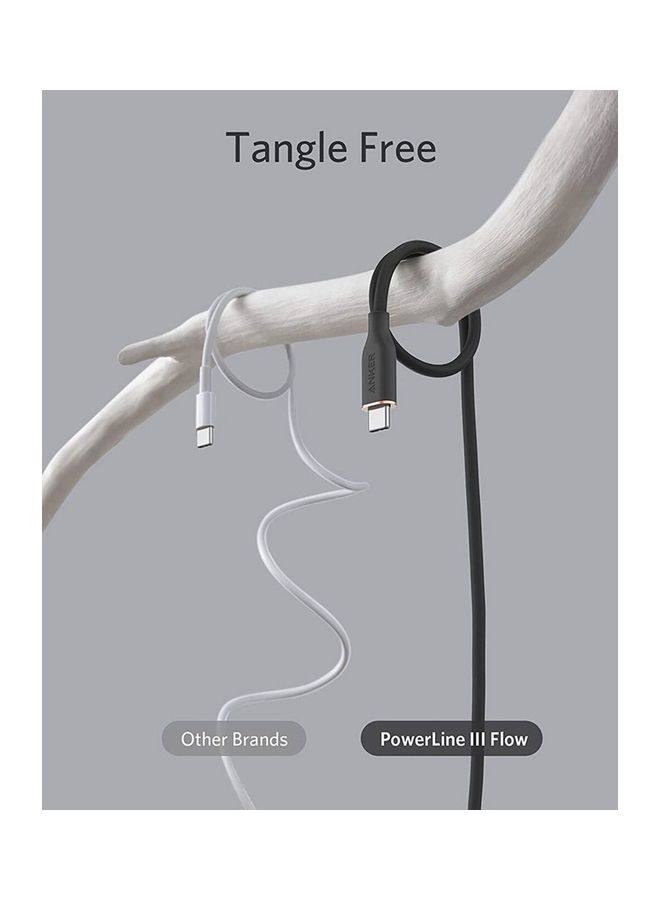 Anker PowerLine III Flow USB-C To USB-C Cable 100W 6ft Black  - Image 2