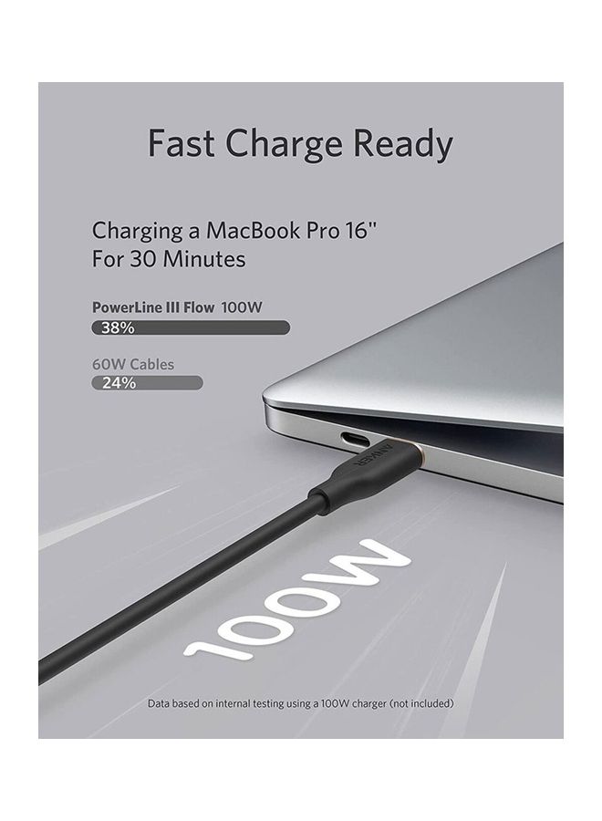 Anker PowerLine III Flow USB-C To USB-C Cable 100W 6ft Black  - Image 5