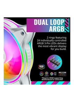COOLER MASTER Master Fan Mf120 Halo 3 In 1 Fans Duo Ring Argb Customizable Lighting 120Mm Pwm Static Pressure Argb Header Extender For Pc Case Liquid And Air Cooler White  - Image 2