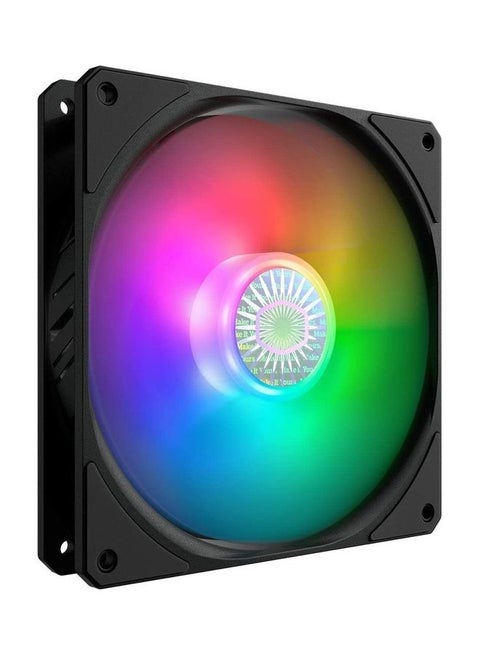 Sickleflow V2 Argb Square Frame Fan 3 Pin Customizable Leds Air Balance Curve Blade Sealed Bearing 140mm Pwm Control For Computer Case And Liquid Radiator Black