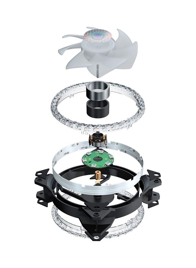 COOLER MASTER - Mf120 Prismatic Case Fan 120 mm Triple Ring Addressable Rgb Lighting Cristal Effect Silent Cooling Full Compatibility Black - Image 1