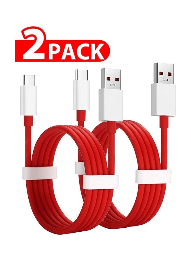 MARGOUN 2 Pack Of OnePlus Type C Dash Charging USB Data Cable Red  - Image 2