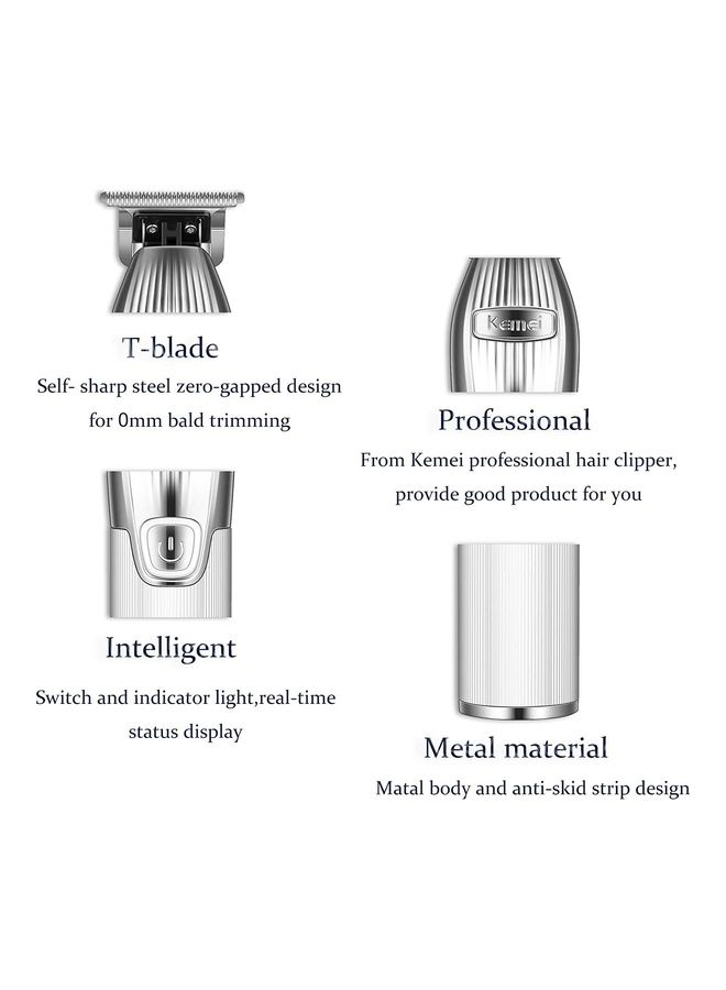 Kemei - 0Mm Baldheaded Hair Clippers For Men Professional Outliner Cordless Hair Trimmer Beard Trimmer With T Blade Zero Gapped Rechargeable Grooming Kit - Image 1
