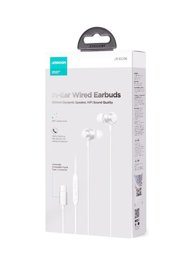 JOYROOM Type-C Series In-Ear Metal Wired Earbuds With Microphone Silver  - Image 2
