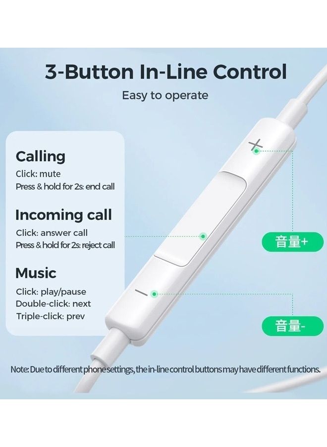 JOYROOM - Wired Series Half In-Ear Wired Earphones With Microphone White - Image 1