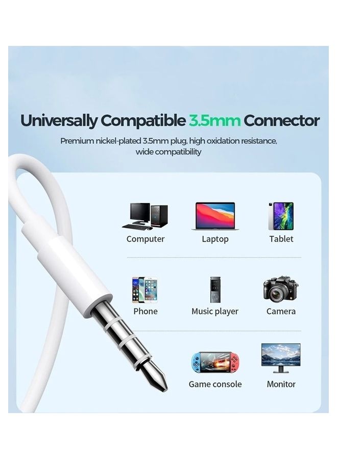 JOYROOM - Wired Series Half In-Ear Wired Earphones With Microphone White - Image 1