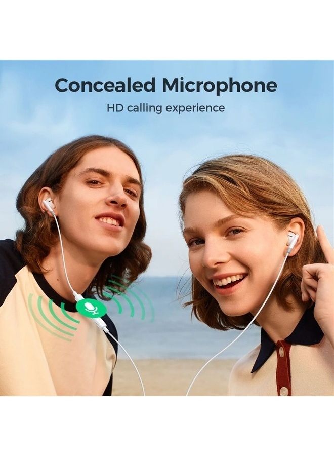 JOYROOM - Wired Series Half In-Ear Wired Earphones With Microphone White - Image 1