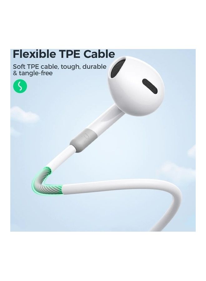 JOYROOM - Wired Series Half In-Ear Wired Earphones With Microphone White - Image 1