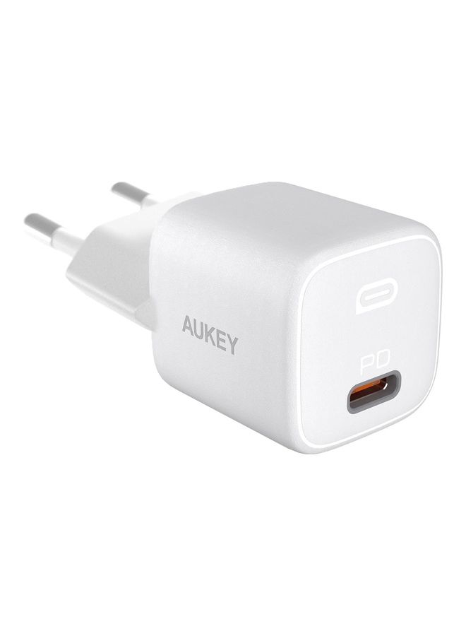 Aukey - PA-B1 Omnia Mini 20W USB C PD Charger - Ultra-Portable: Extremely compact & travel-friendly design - Safe & Reliable built-in safeguards protect - Fast charging PD and Quick Charge White - Image 1