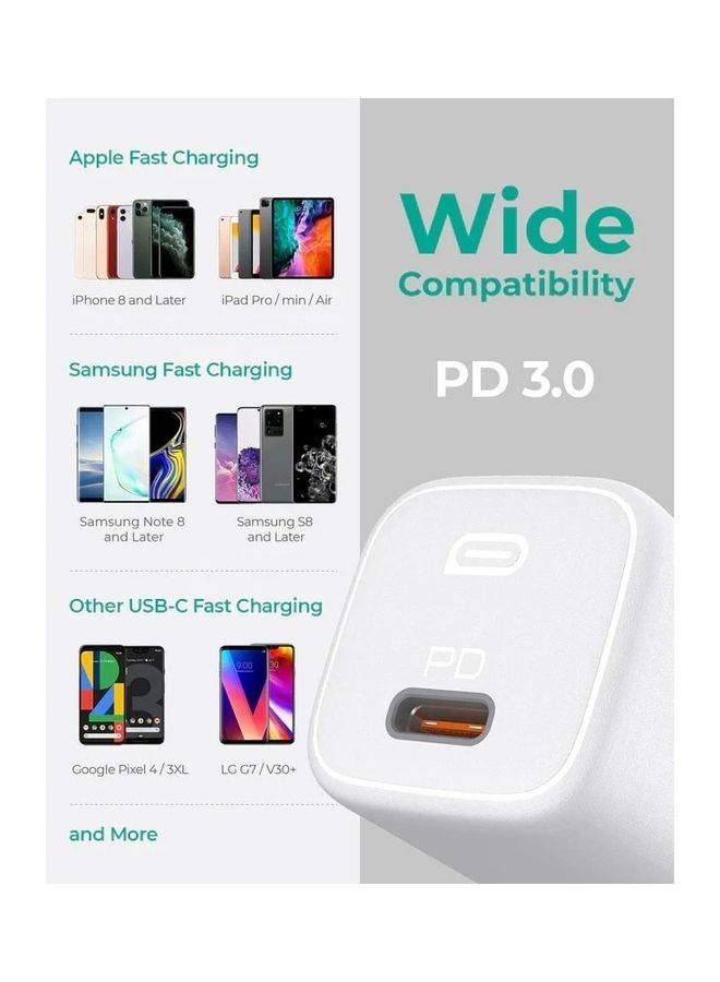 Aukey - PA-B1 Omnia Mini 20W USB C PD Charger - Ultra-Portable: Extremely compact & travel-friendly design - Safe & Reliable built-in safeguards protect - Fast charging PD and Quick Charge White - Image 1