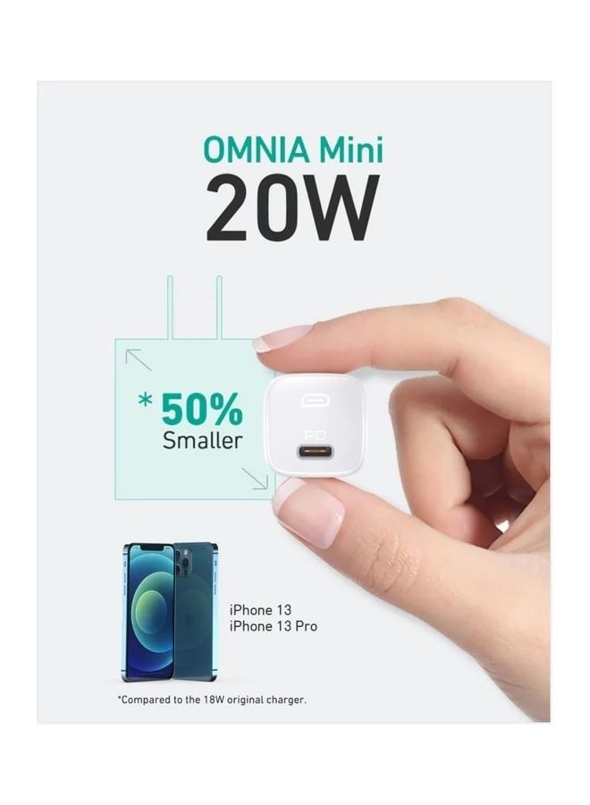 Aukey - PA-B1 Omnia Mini 20W USB C PD Charger - Ultra-Portable: Extremely compact & travel-friendly design - Safe & Reliable built-in safeguards protect - Fast charging PD and Quick Charge White - Image 1