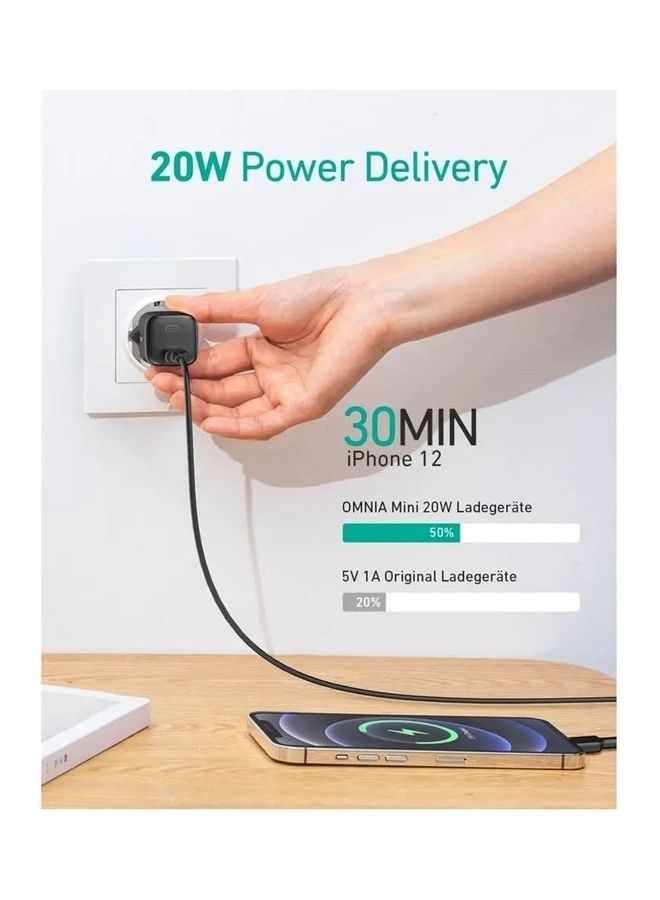 Aukey - PA-B1 Omnia Mini 20W USB C PD Charger - Ultra-Portable: Extremely compact & travel-friendly design - Safe & Reliable built-in safeguards protect - Fast charging PD and Quick Charge White - Image 1