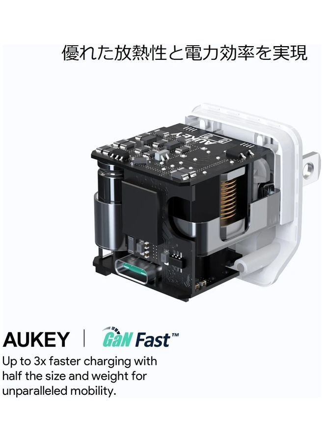 PA-Y19 30W USB C GaN PD3.0 Charger with safe protection function next-generation power semiconductor material GaN (Black) Black