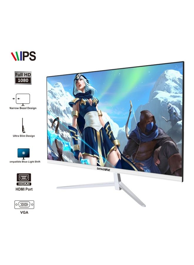 Datazone - 27 Inch Computer Monitor Wide Viewing IPS 1080P Full HD Ultra-Slim Frame Blue Light Eye Care Technology White - Image 1
