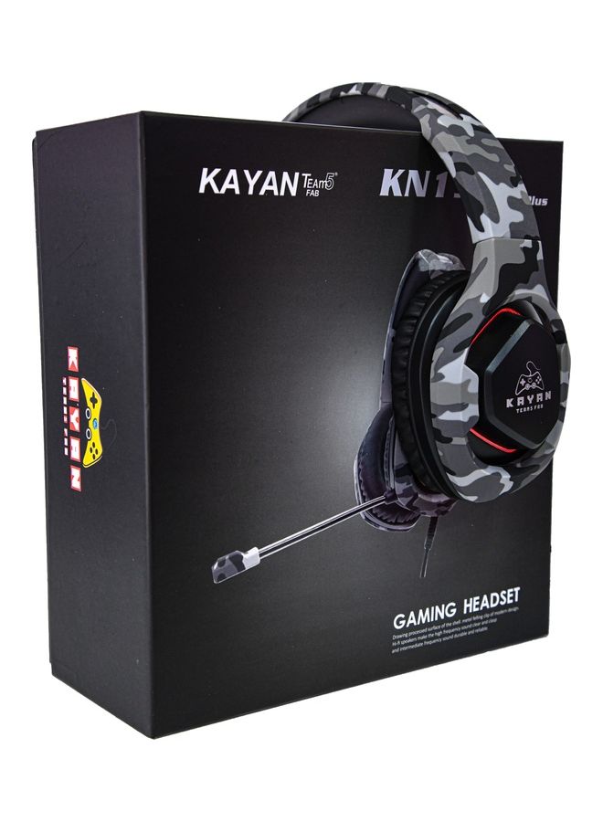 كايان - سماعة الألعاب الاحترافية فوق الأذن RGB السلكية KN1500 PLUS مع ميكروفون رمادي مموه - Image 1